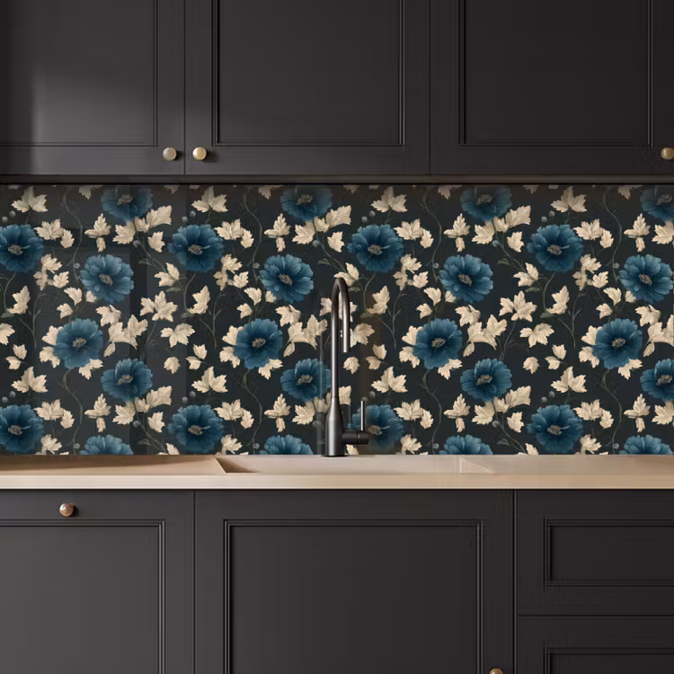Schienale cucina - Botanico - Fiori - Blu — 6