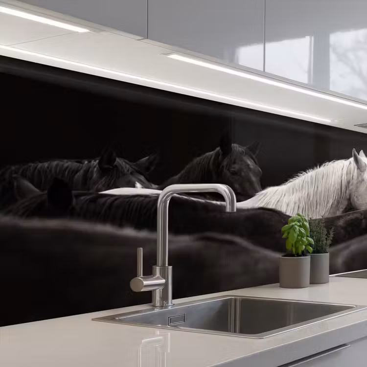 Schienale cucina - Cavalli - Nero - Bianco - Branco — 2