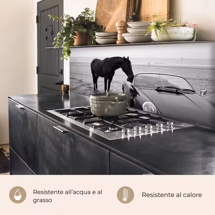 Schienale cucina - Cavallo - Auto - Nero - Bianco — 5