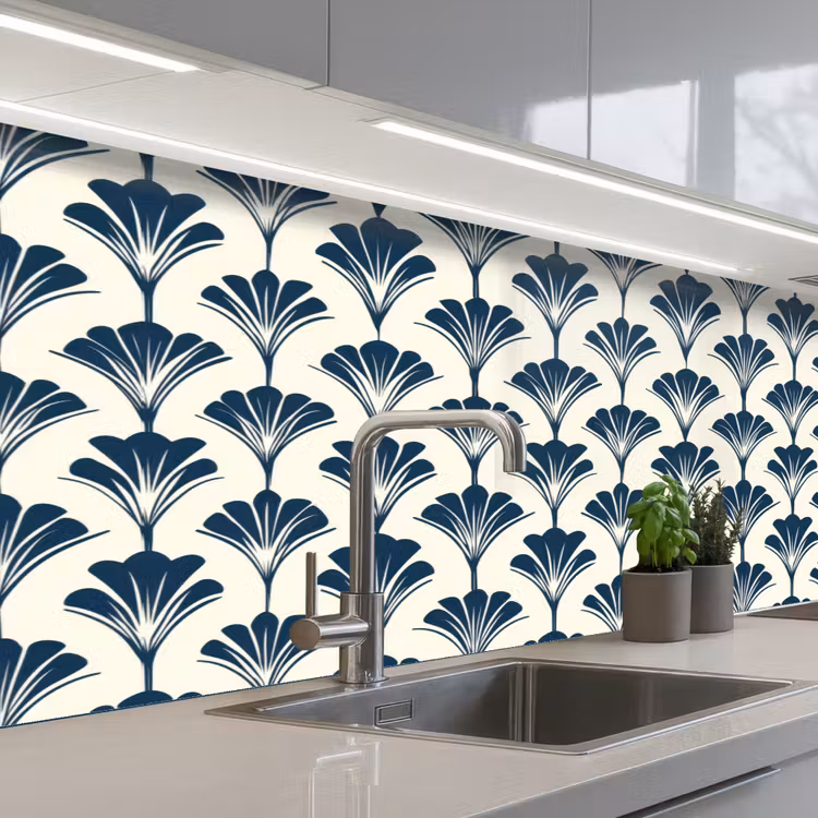 Schienale cucina - Classico - Motivo - Blu — 2