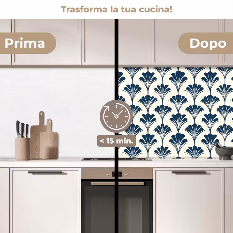 Schienale cucina - Classico - Motivo - Blu — 3