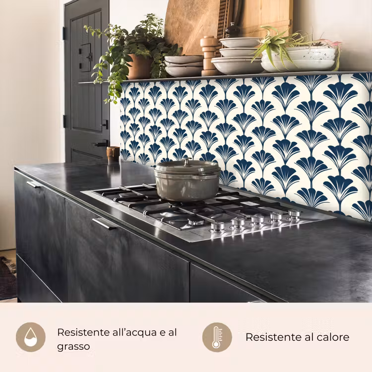 Schienale cucina - Classico - Motivo - Blu — 5