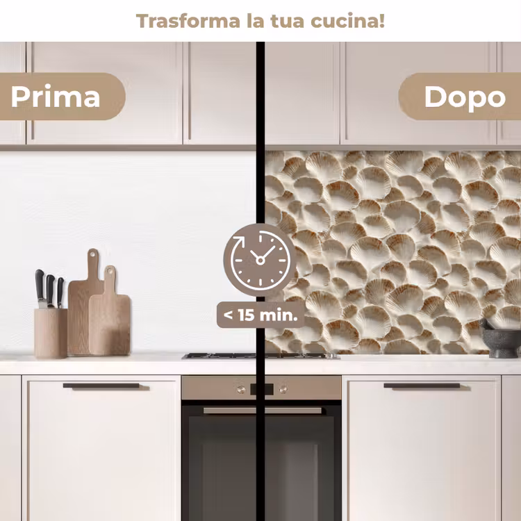 Schienale cucina - Conchiglie - Forma a ventaglio - Bianco — 3