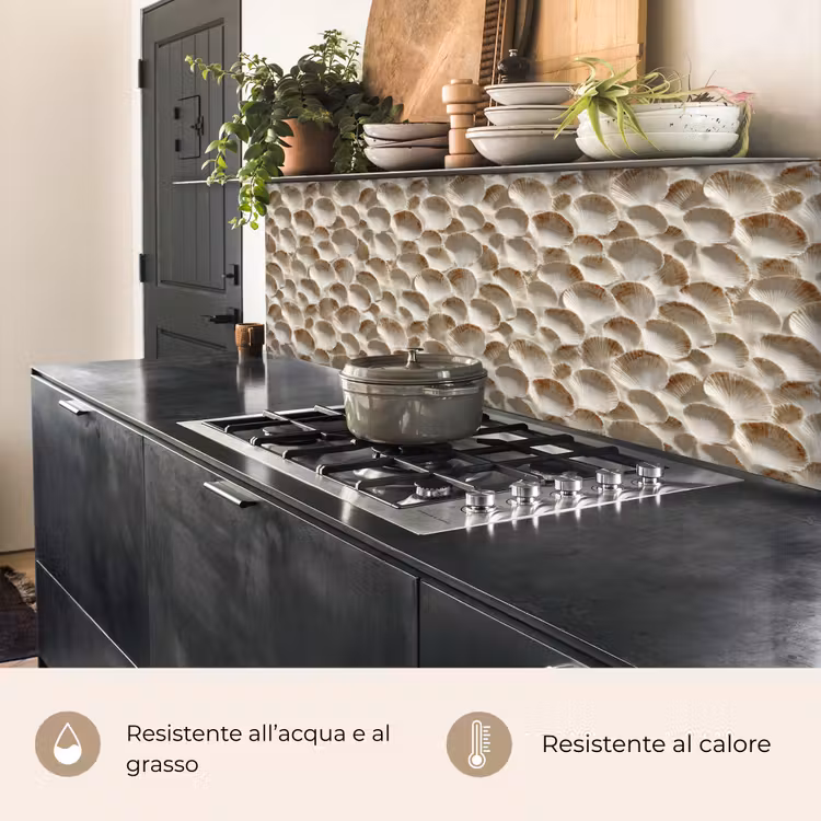 Schienale cucina - Conchiglie - Forma a ventaglio - Bianco — 5