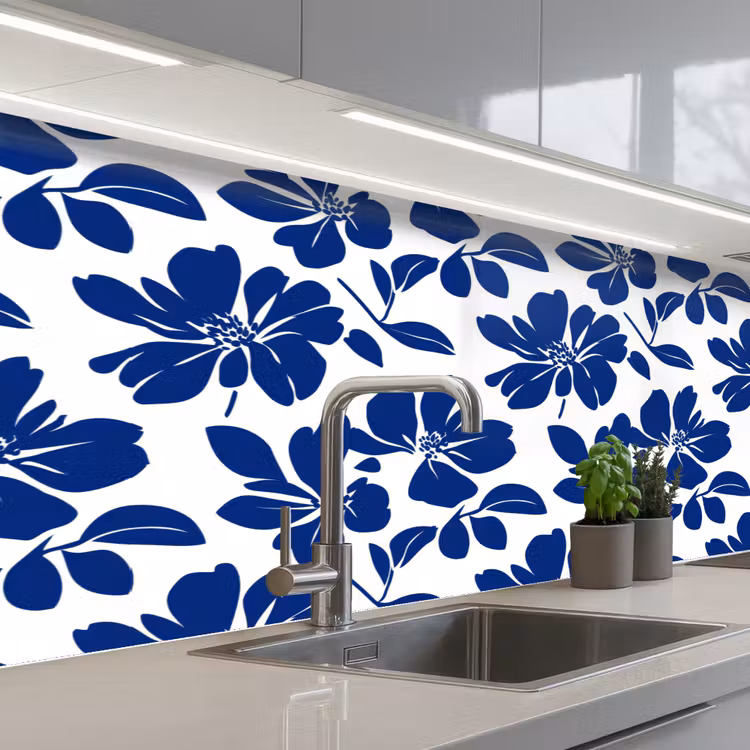 Schienale cucina - Floreale - Moderno - Blu — 2