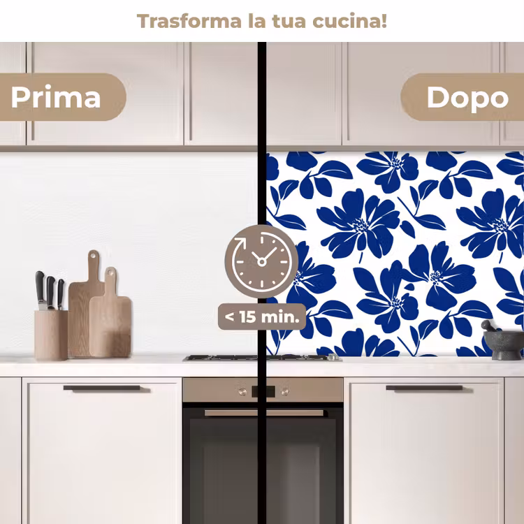 Schienale cucina - Floreale - Moderno - Blu — 3
