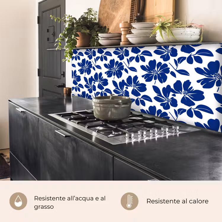 Schienale cucina - Floreale - Moderno - Blu — 5