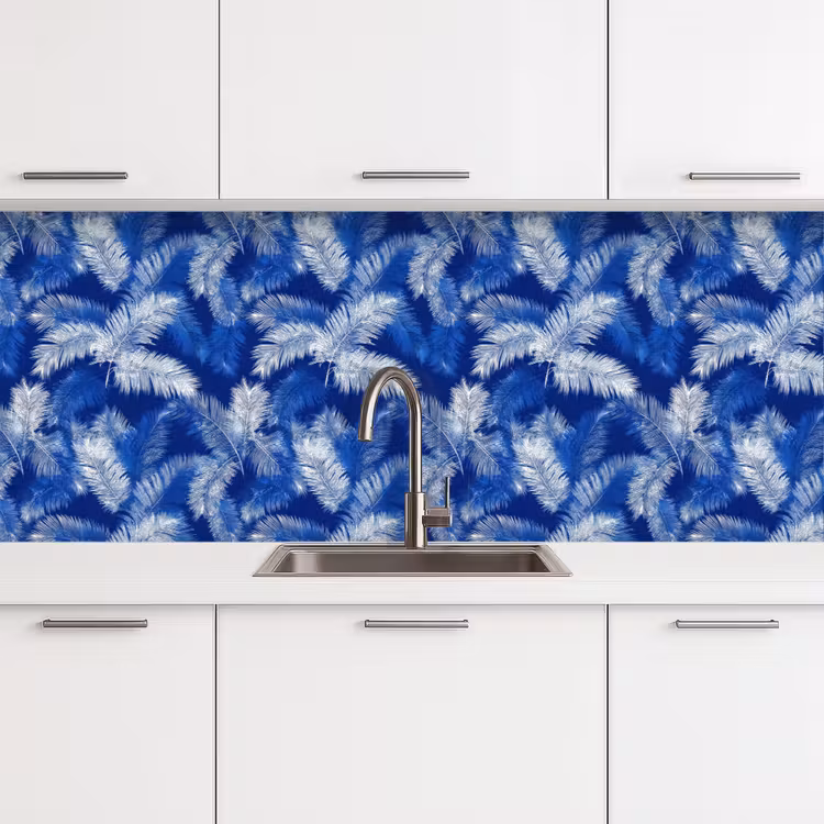 Schienale cucina - Foglia di palma - Motivo - Blu — 4