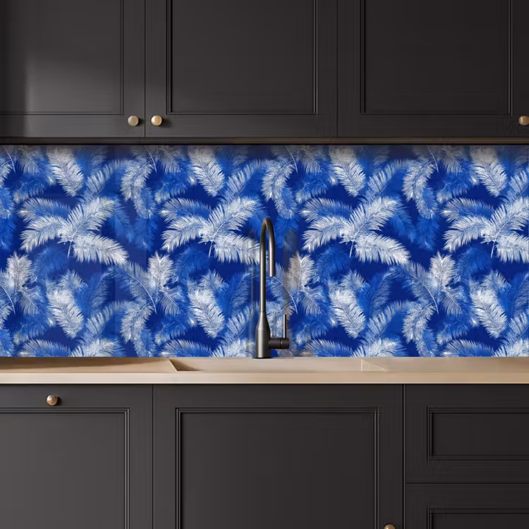 Schienale cucina - Foglia di palma - Motivo - Blu — 6