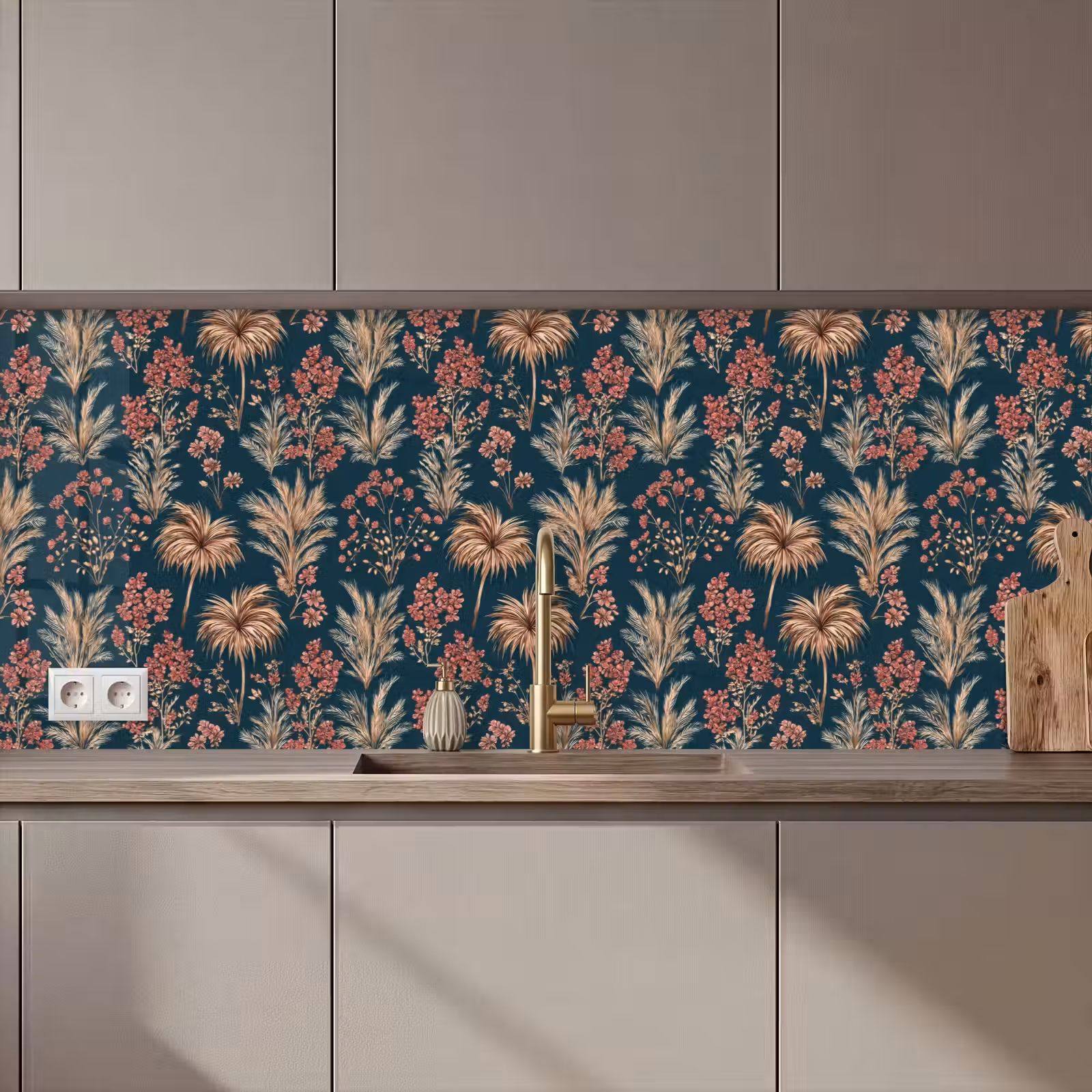 Schienale cucina - Botanico - Motivo - Blu — 1