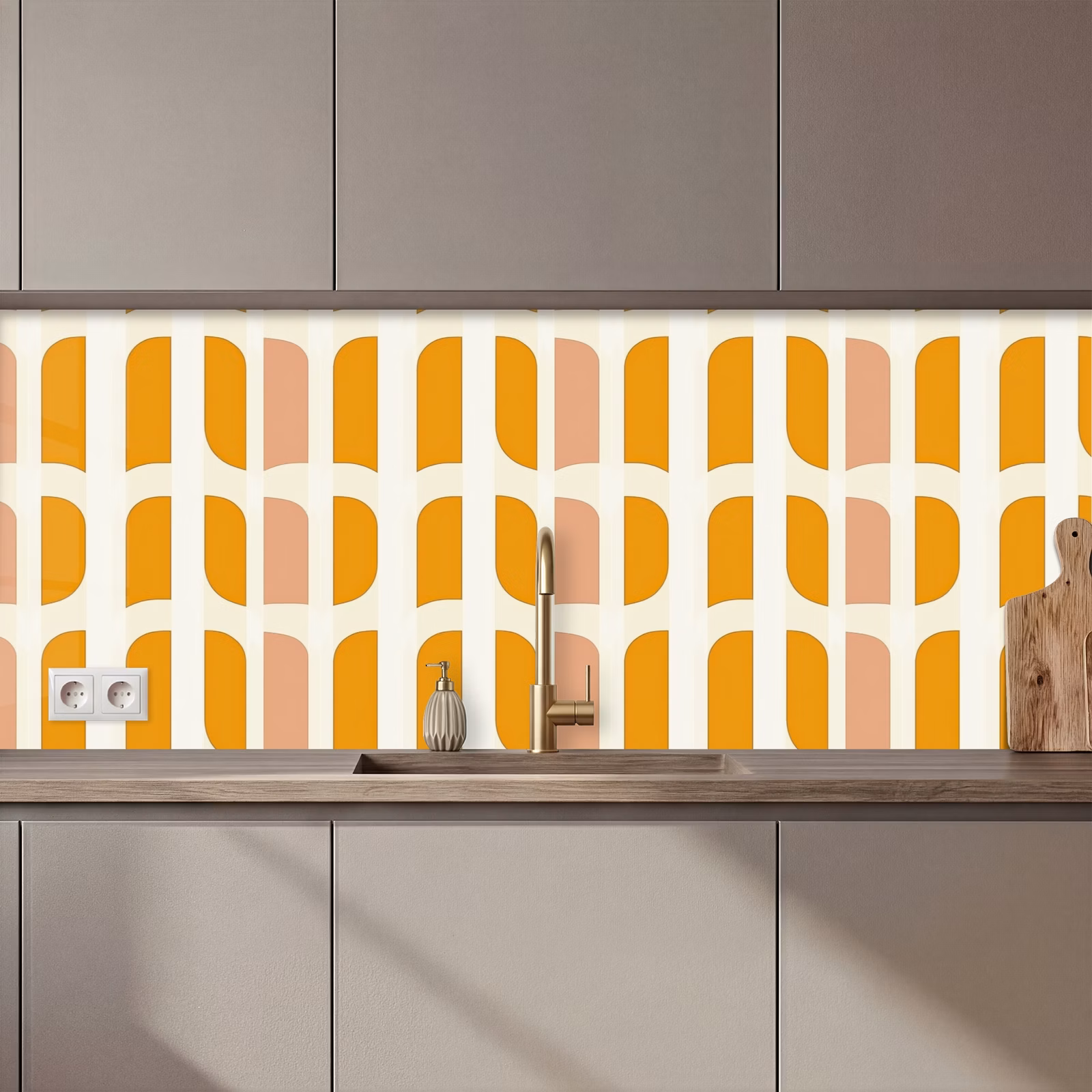 Schienale cucina - Geometrico - Motivo - Giallo - Rosa — 1