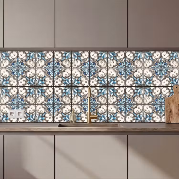 Schienale cucina - Barocco - Piastrella - Colorato — 1