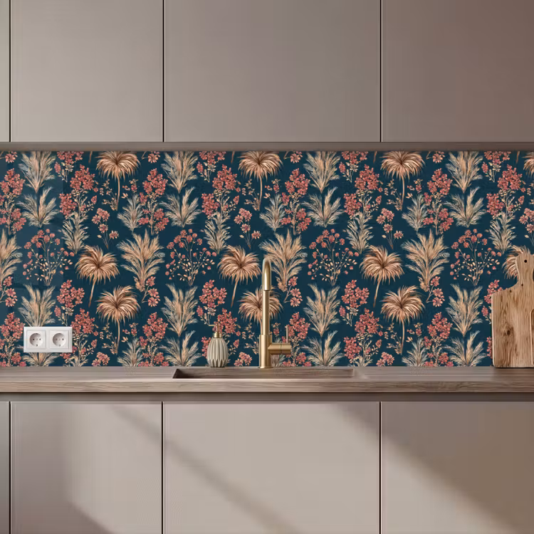 Schienale cucina - Botanico - Motivo - Blu — 1