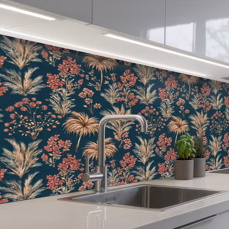 Schienale cucina - Botanico - Motivo - Blu — 2