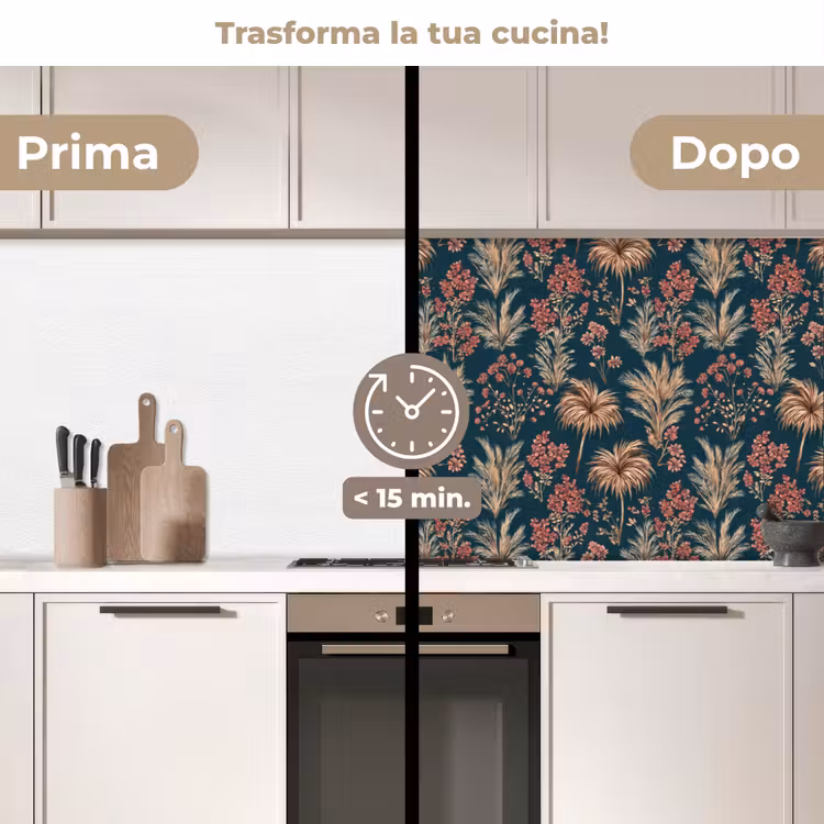 Schienale cucina - Botanico - Motivo - Blu — 3