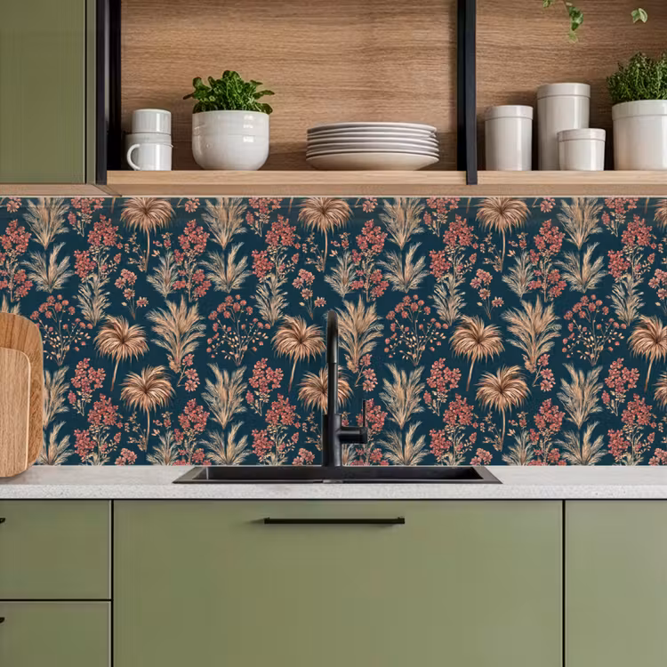 Schienale cucina - Botanico - Motivo - Blu — 8