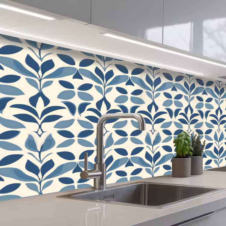Schienale cucina - Flora - Moderno - Blu — 2