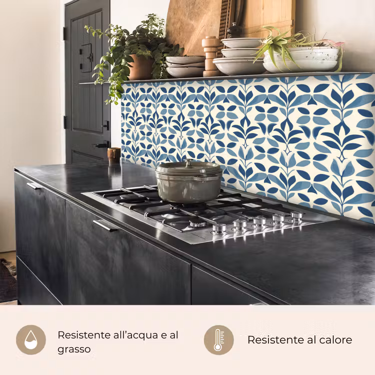 Schienale cucina - Flora - Moderno - Blu — 5