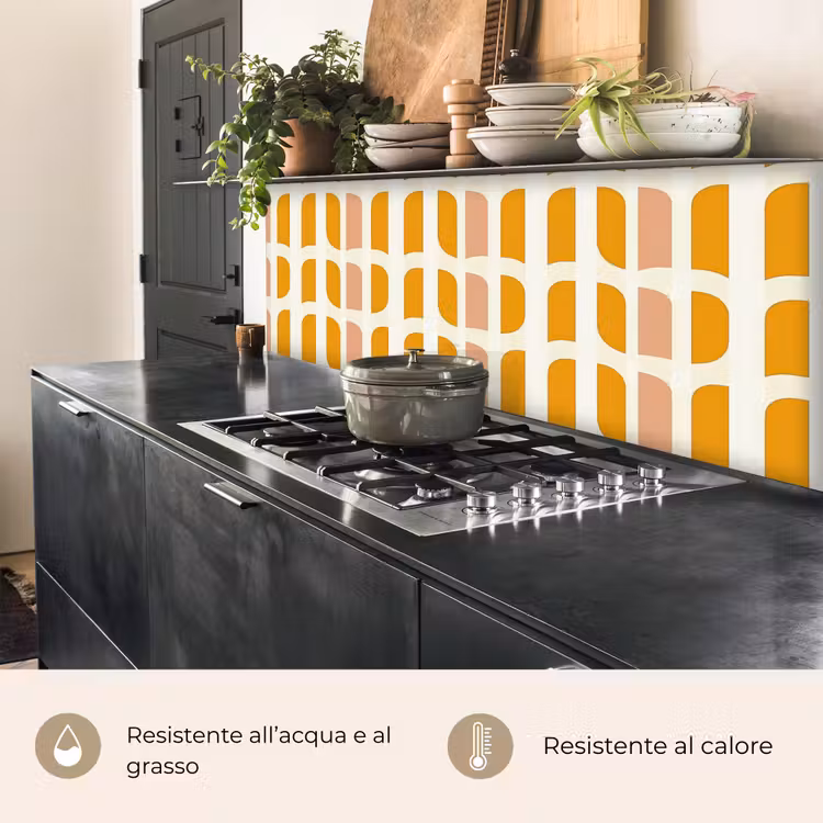 Schienale cucina - Geometrico - Motivo - Giallo - Rosa — 5