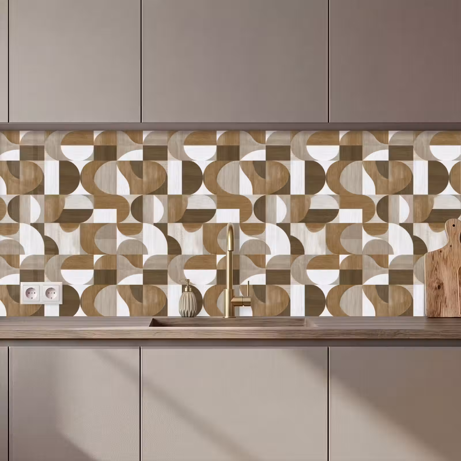 Schienale cucina - Astratto - Retrò - Marrone — 1