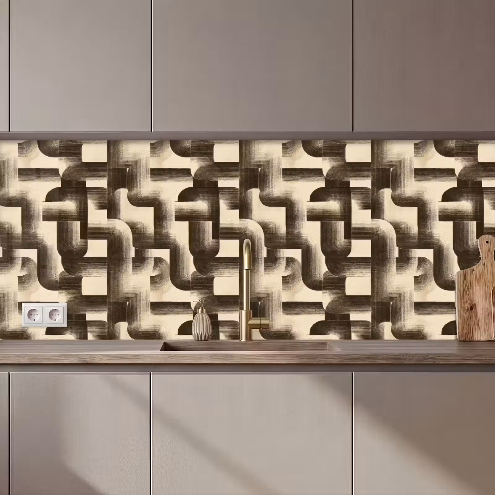 Schienale cucina - Astratto - Retrò - Nero — 1