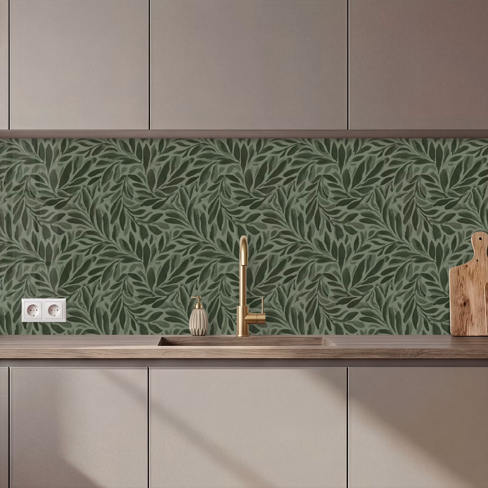 Schienale cucina - Foglie - Biologico - Verde — 1