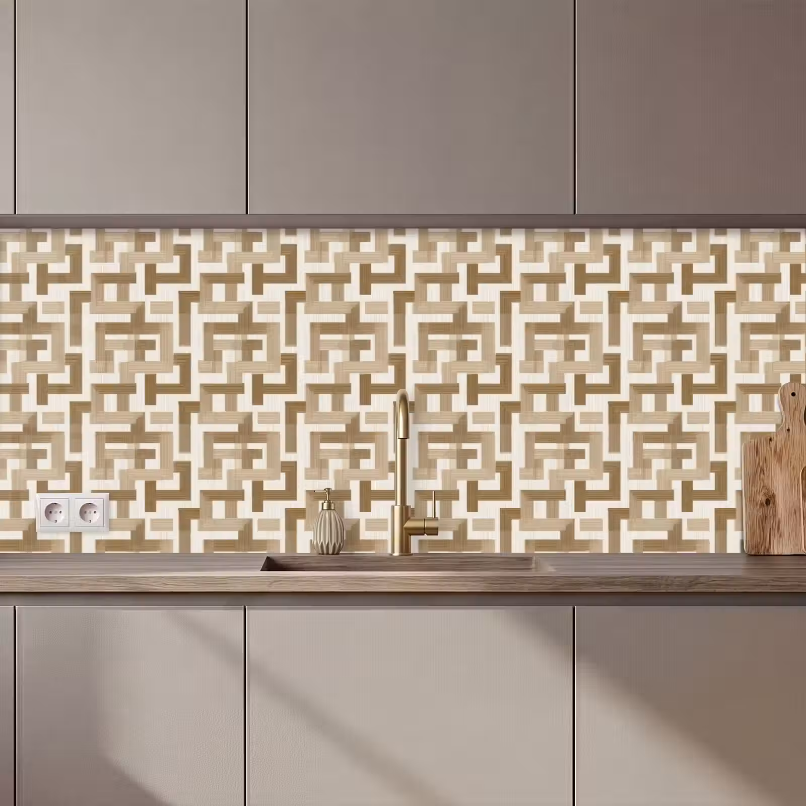 Schienale cucina - Geometrico - Retrò - Marrone — 1