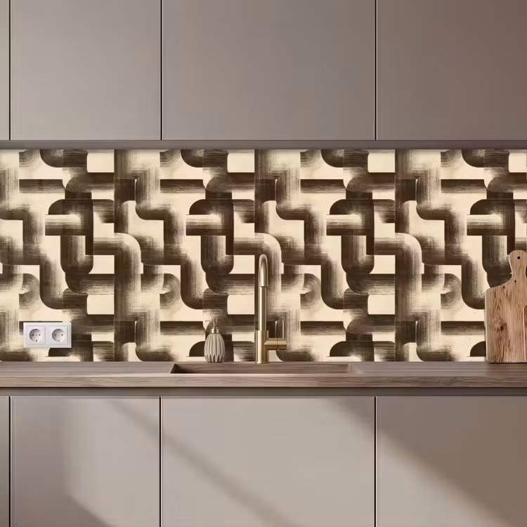 Schienale cucina - Astratto - Retrò - Nero — 1