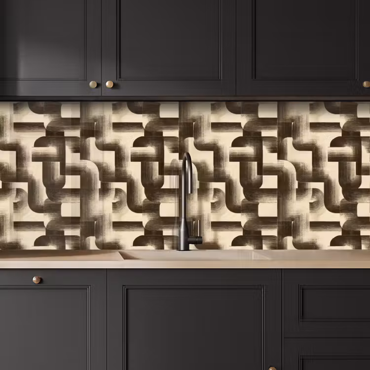Schienale cucina - Astratto - Retrò - Nero — 6