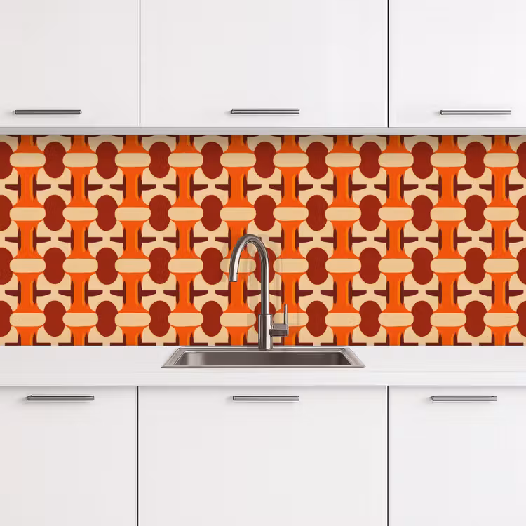 Schienale cucina - Geometrico - Retrò - Arancione — 4