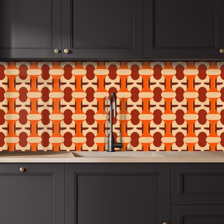 Schienale cucina - Geometrico - Retrò - Arancione — 6