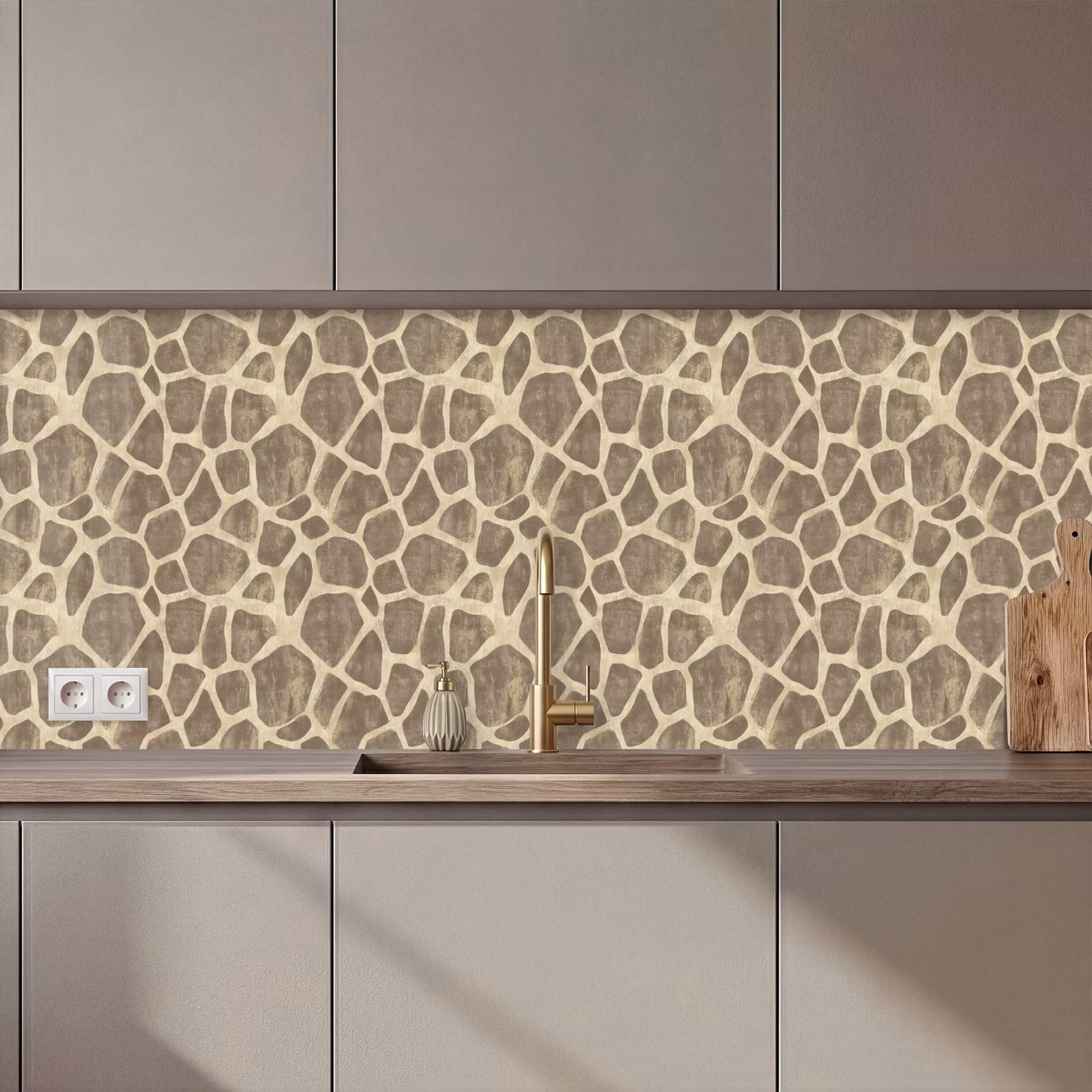 Schienale cucina - Giraffa - Motivo - Beige - Marrone — 1