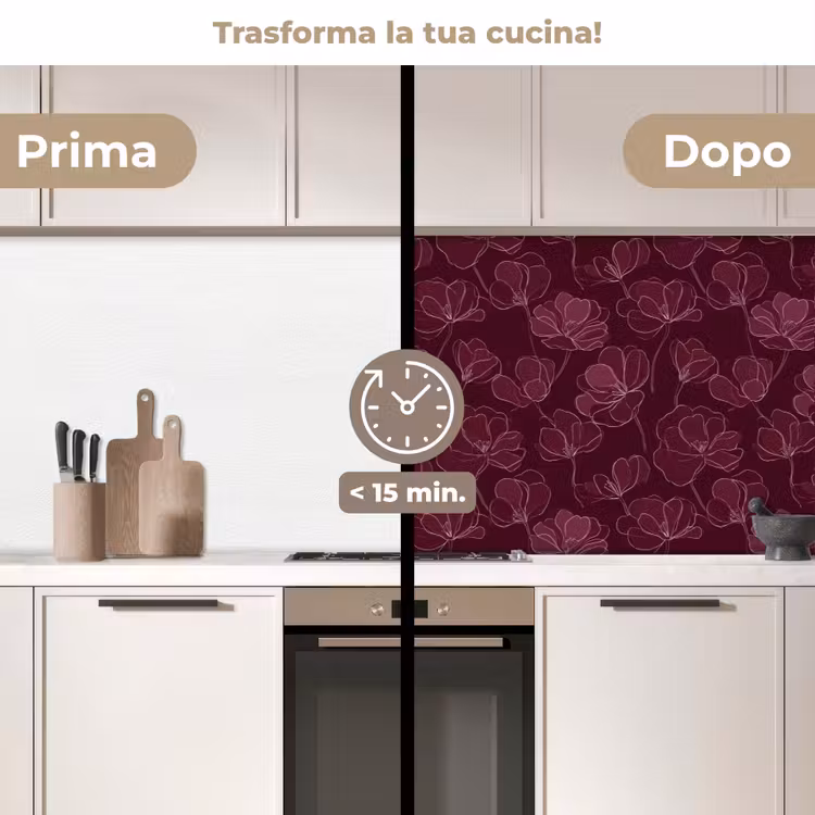 Schienale cucina - Fiori - Motivo - Borgogna — 3