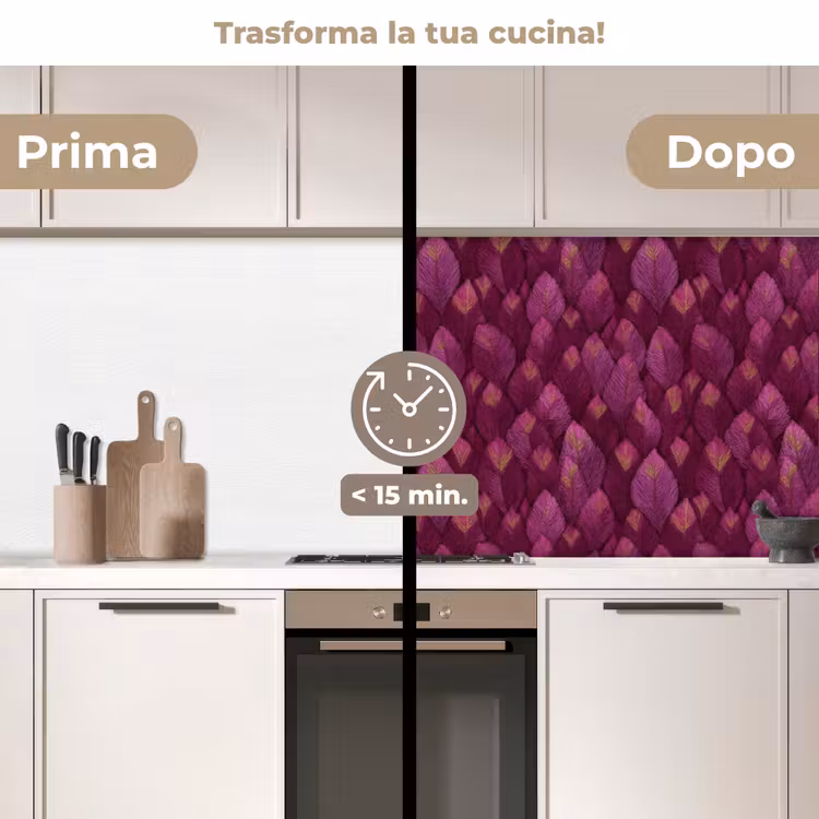 Schienale cucina - Foglie - Motivo - Borgogna — 3