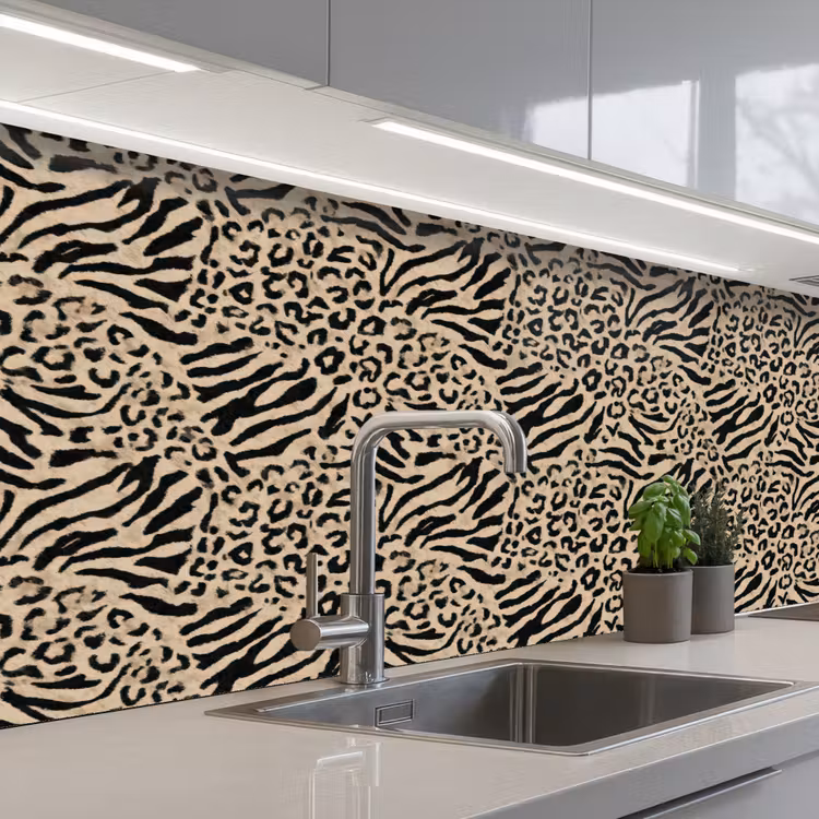 Schienale cucina - Giraffa - Zebra - Motivo - Marrone — 2