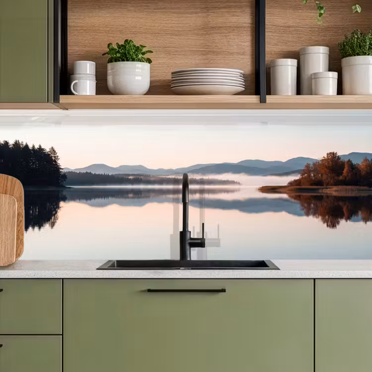 Schienale cucina - Acqua - Alberi - Strato di nebbia — 8
