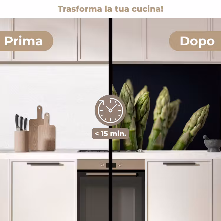 Schienale cucina - Asparagi - Verde - Nero — 3