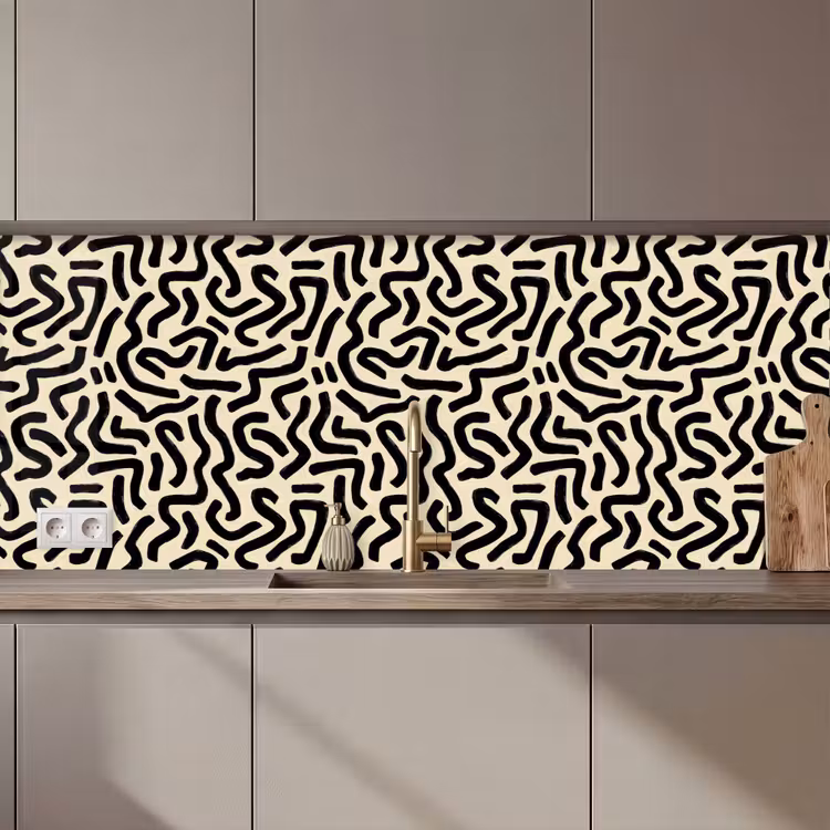 Schienale cucina - Astratto - Linee - Nero — 1