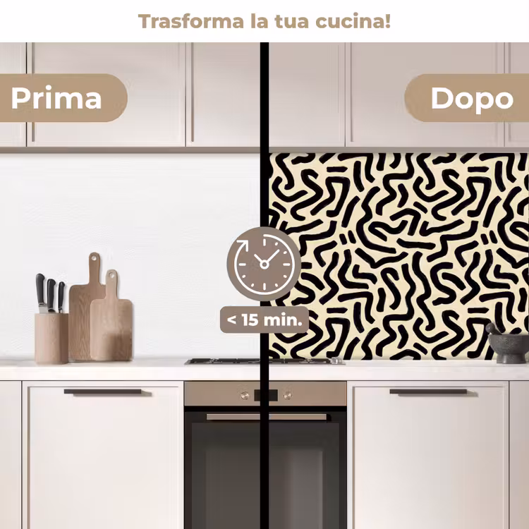Schienale cucina - Astratto - Linee - Nero — 3