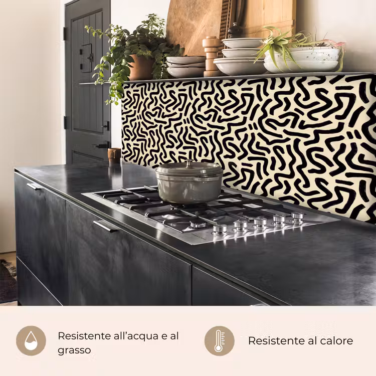 Schienale cucina - Astratto - Linee - Nero — 5