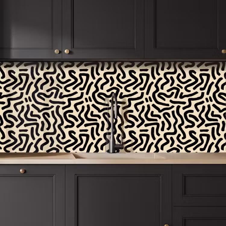 Schienale cucina - Astratto - Linee - Nero — 6