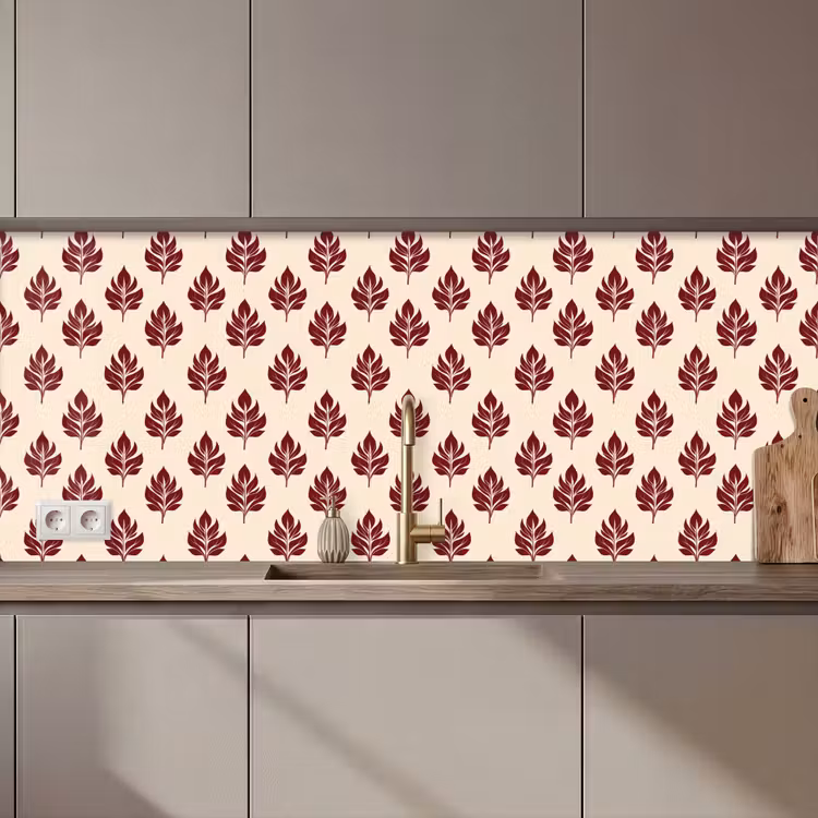 Schienale cucina - Botanico - Motivo - Bordeaux — 1