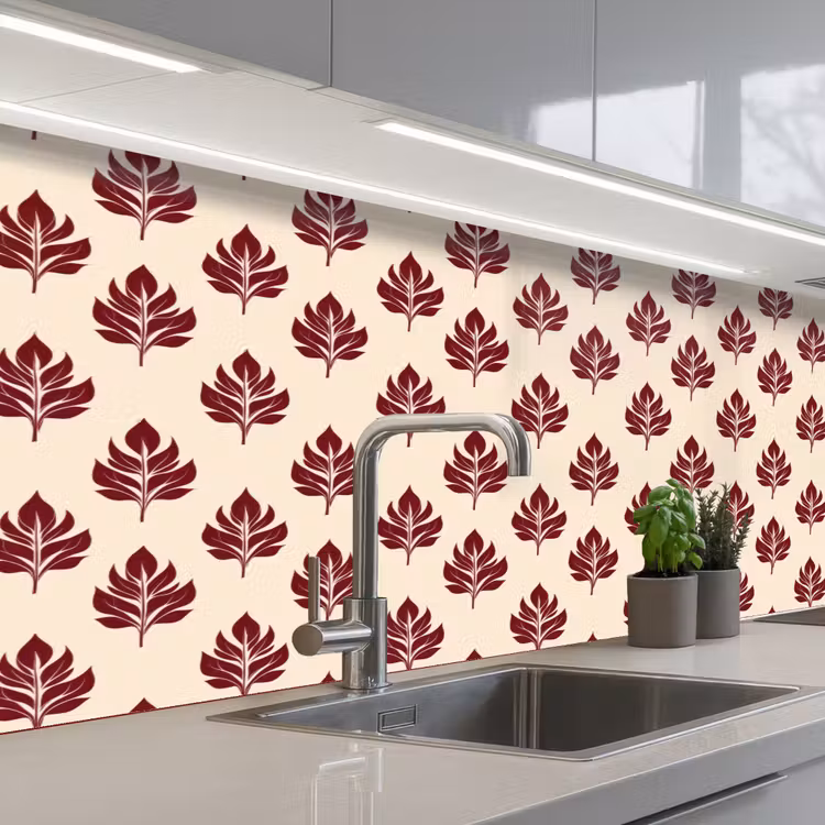 Schienale cucina - Botanico - Motivo - Bordeaux — 2
