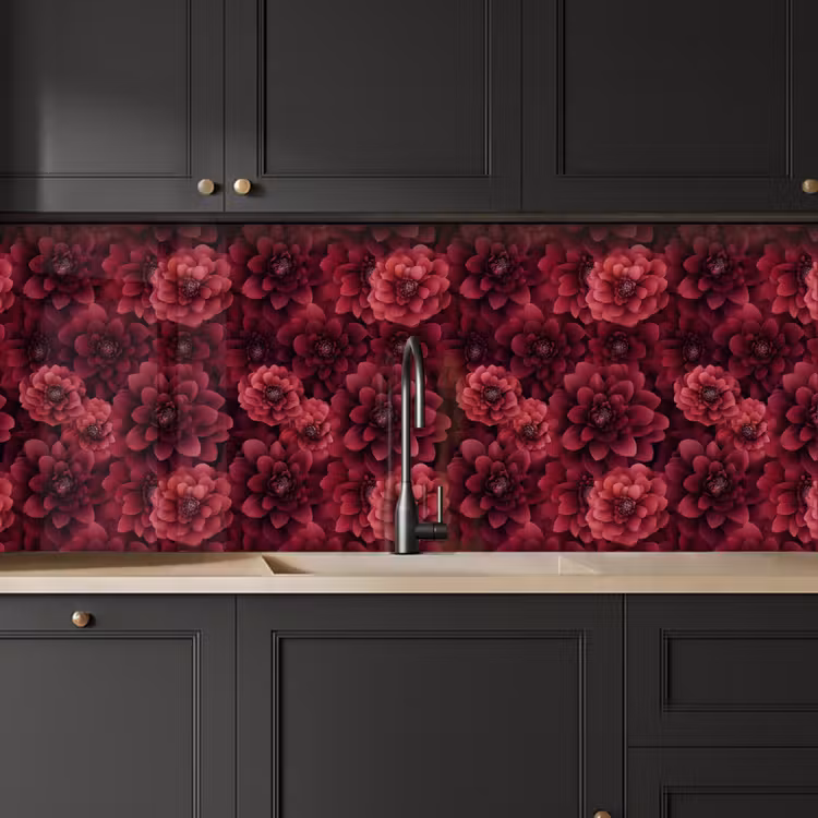 Schienale cucina - Dalie - Fiori - Rosso — 6