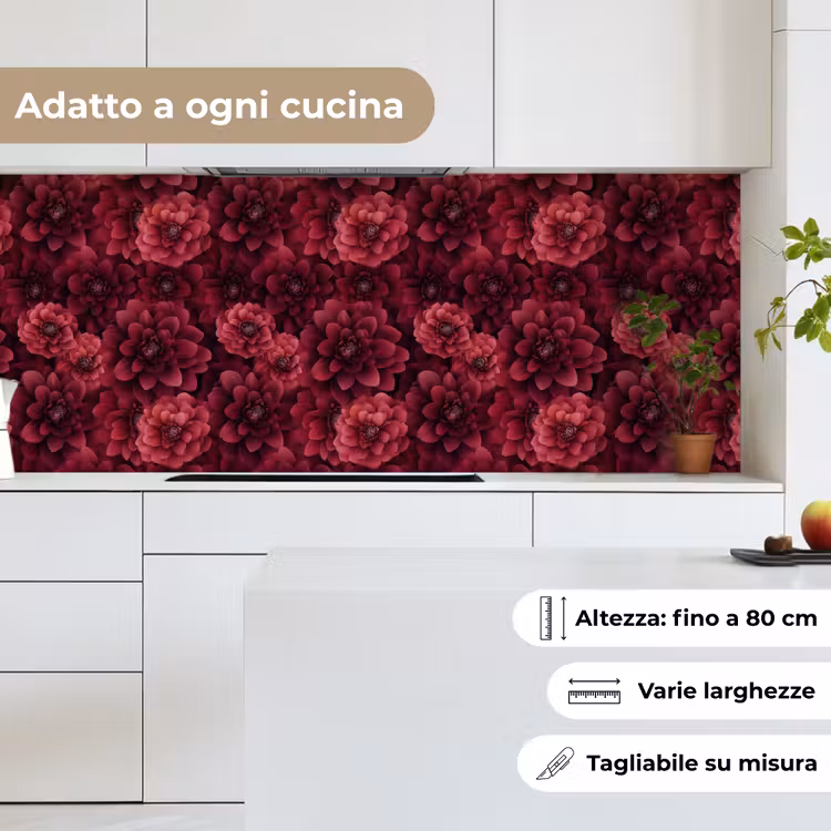 Schienale cucina - Dalie - Fiori - Rosso — 7