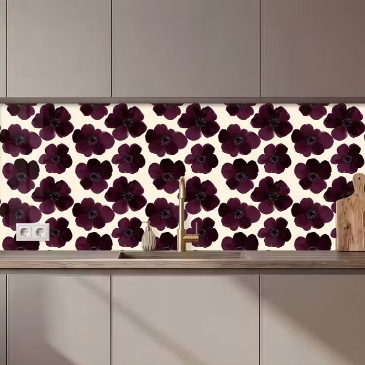 Schienale cucina - Fiori - Acquerello - Viola — 1