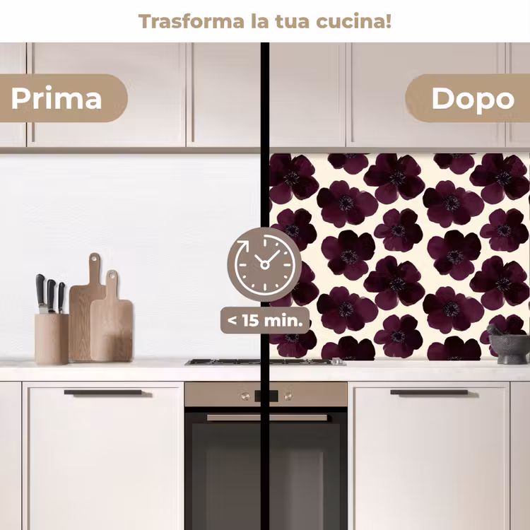 Schienale cucina - Fiori - Acquerello - Viola — 3
