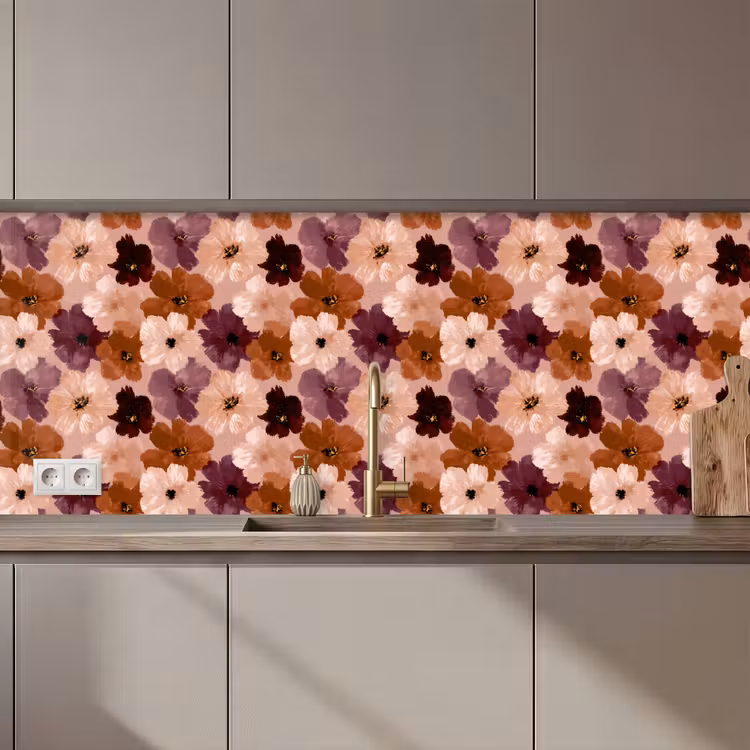 Schienale cucina - Fiori - Astratto - Toni della terra — 1
