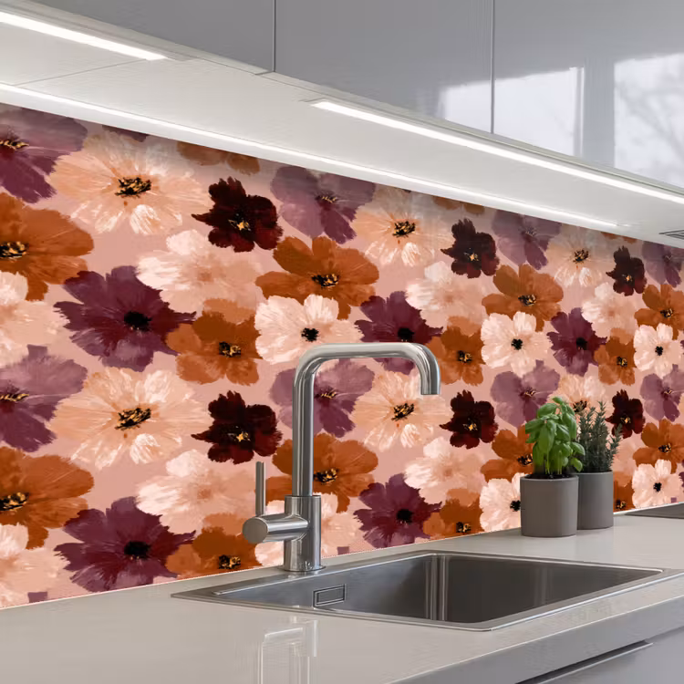 Schienale cucina - Fiori - Astratto - Toni della terra — 2