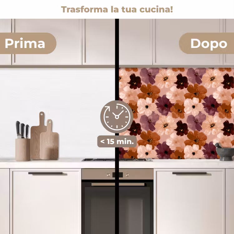 Schienale cucina - Fiori - Astratto - Toni della terra — 3